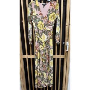 Allison Brittney Maxi Dress Women Size S Pink Yellow Floral Long Sleeves